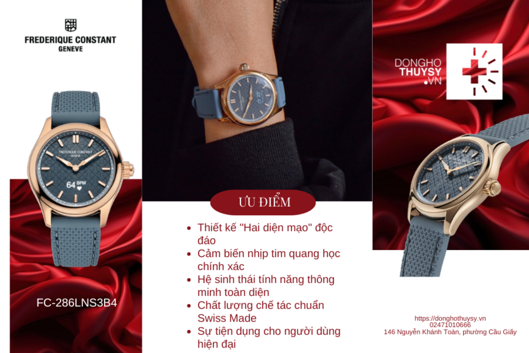 Đồng hồ Nữ Frederique Constant Horological Smartwatch-Ladies Vitality FC-286LNS3B4