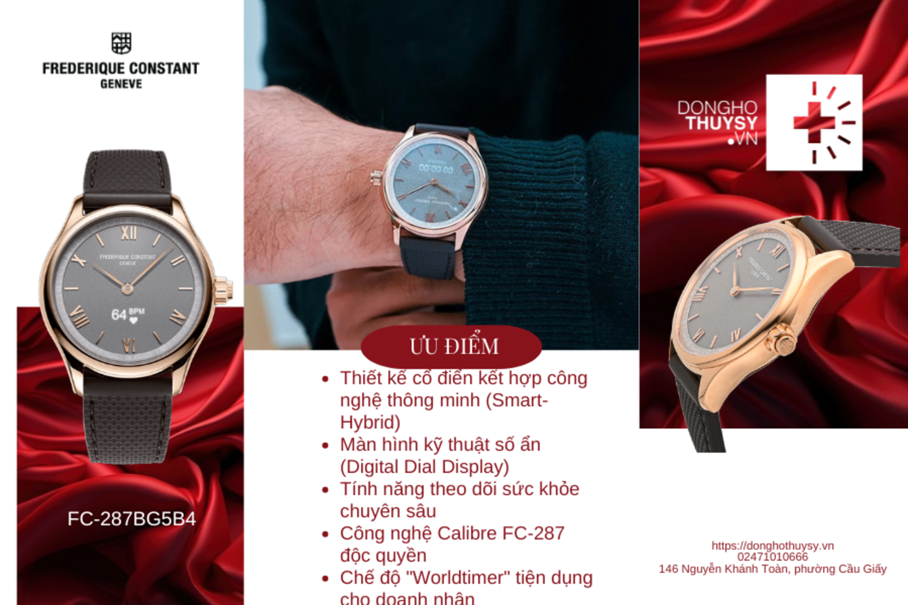 Đồng hồ Nam Frederique Constant Horological Smartwatch Gents Vitality FC-287BG5B4