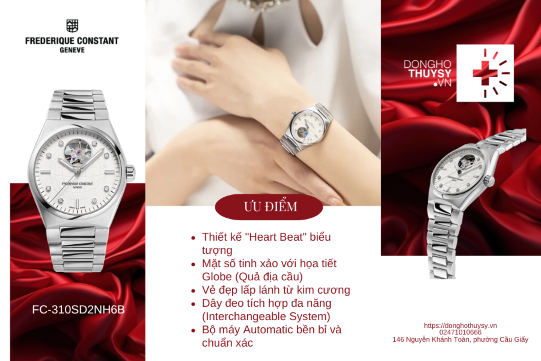 Đồng hồ Nữ Frederique Constant Highlife – Ladies Automatic Heart Beat FC-310SD2NH6B