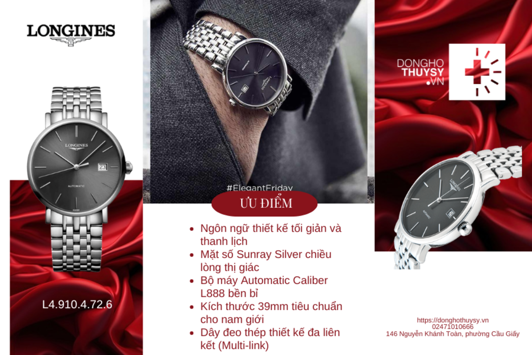 Đồng hồ Nam Longines The Longines Elegant Collection L4.910.4.72.6