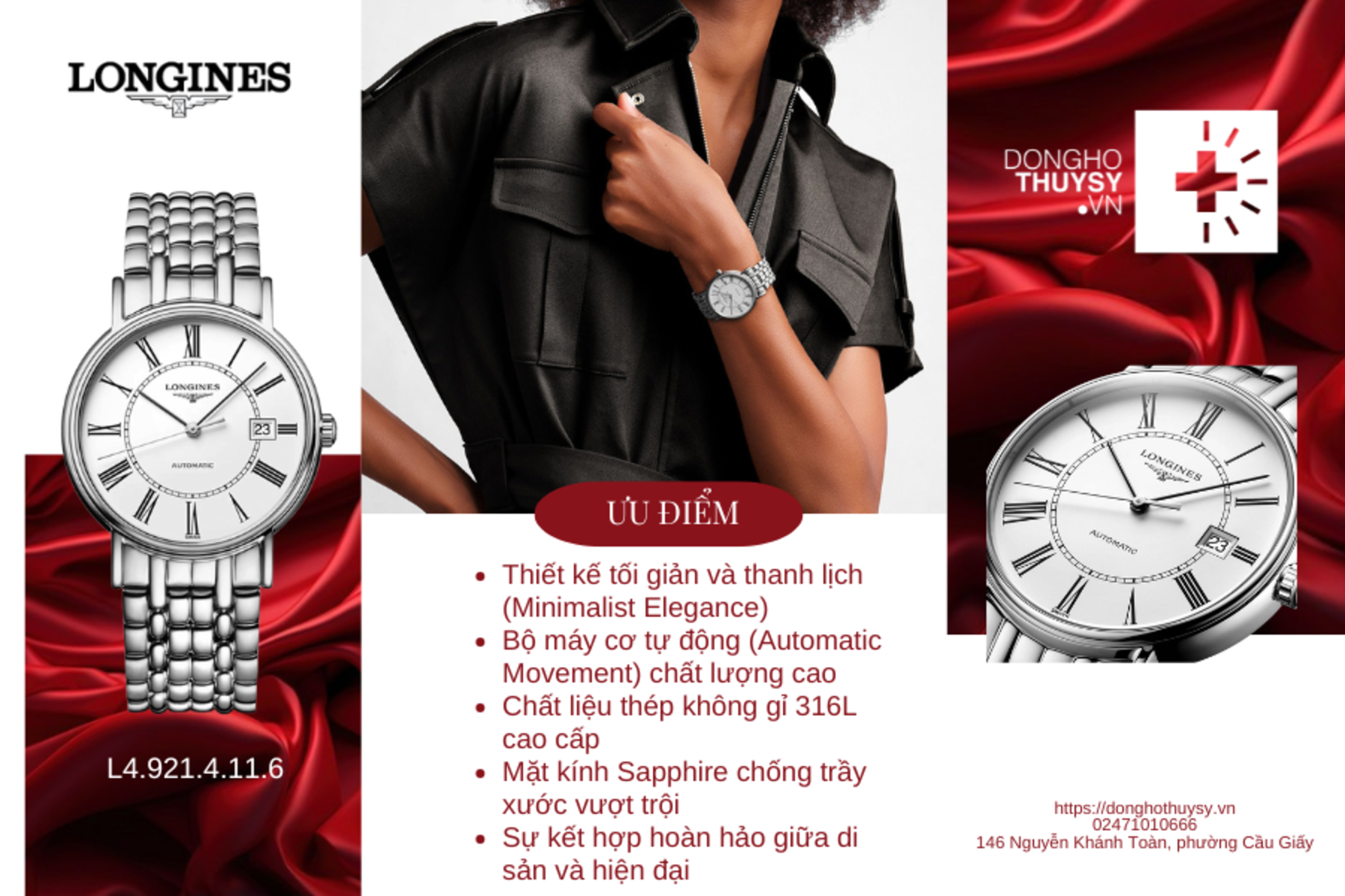 Đồng hồ Nam Longines Presence L4.921.4.11.6