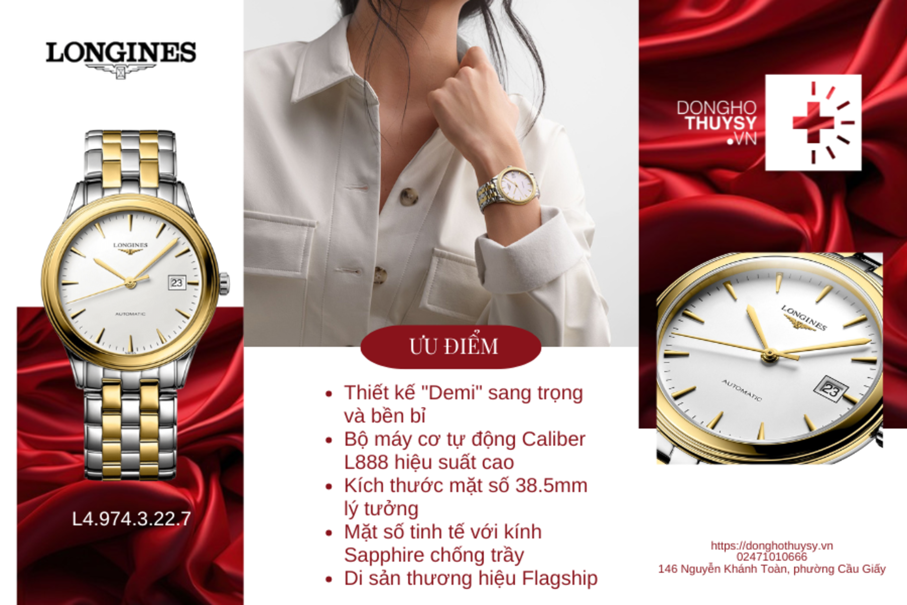 Đồng hồ Nam Longines Flagship L4.974.3.22.7