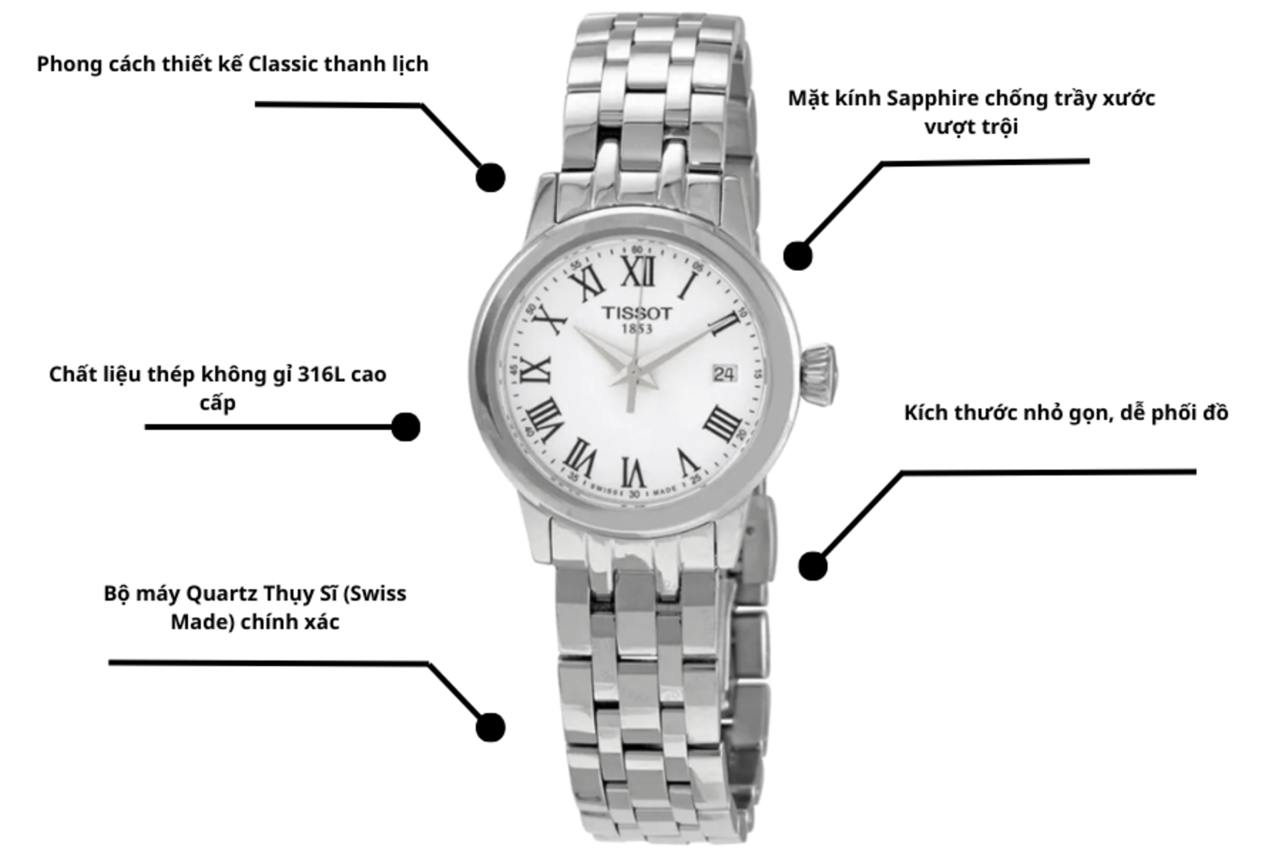 Đồng hồ Nữ Tissot Classic Dream T129.210.11.013.00