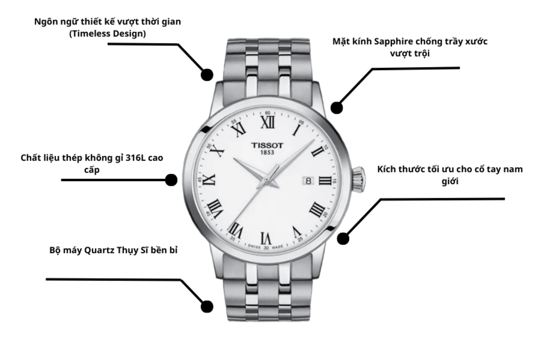 Đồng hồ Nam Tissot Classic Dream T129.410.11.013.00