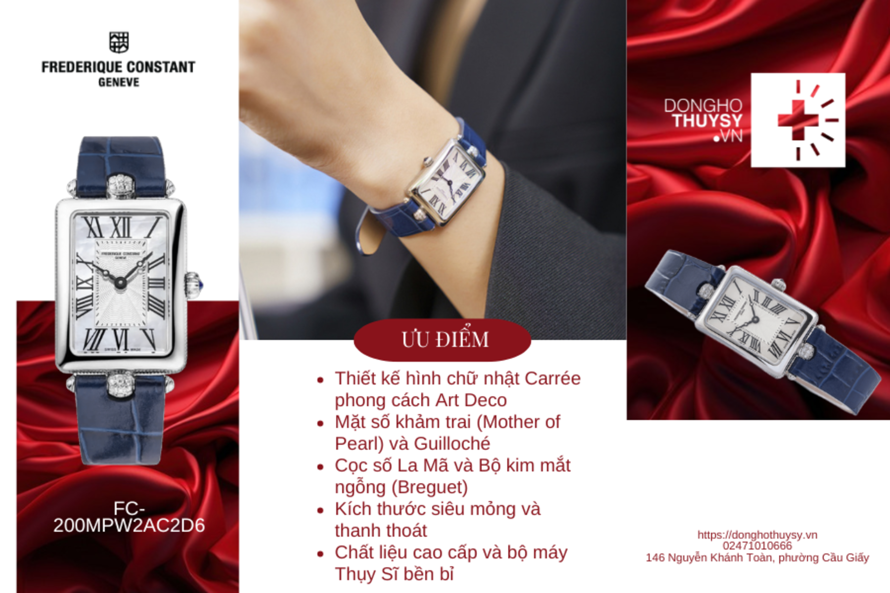 Đồng Hồ Nữ Frederique Constant Classics Art Deco Carree FC-200MPW2AC2D6