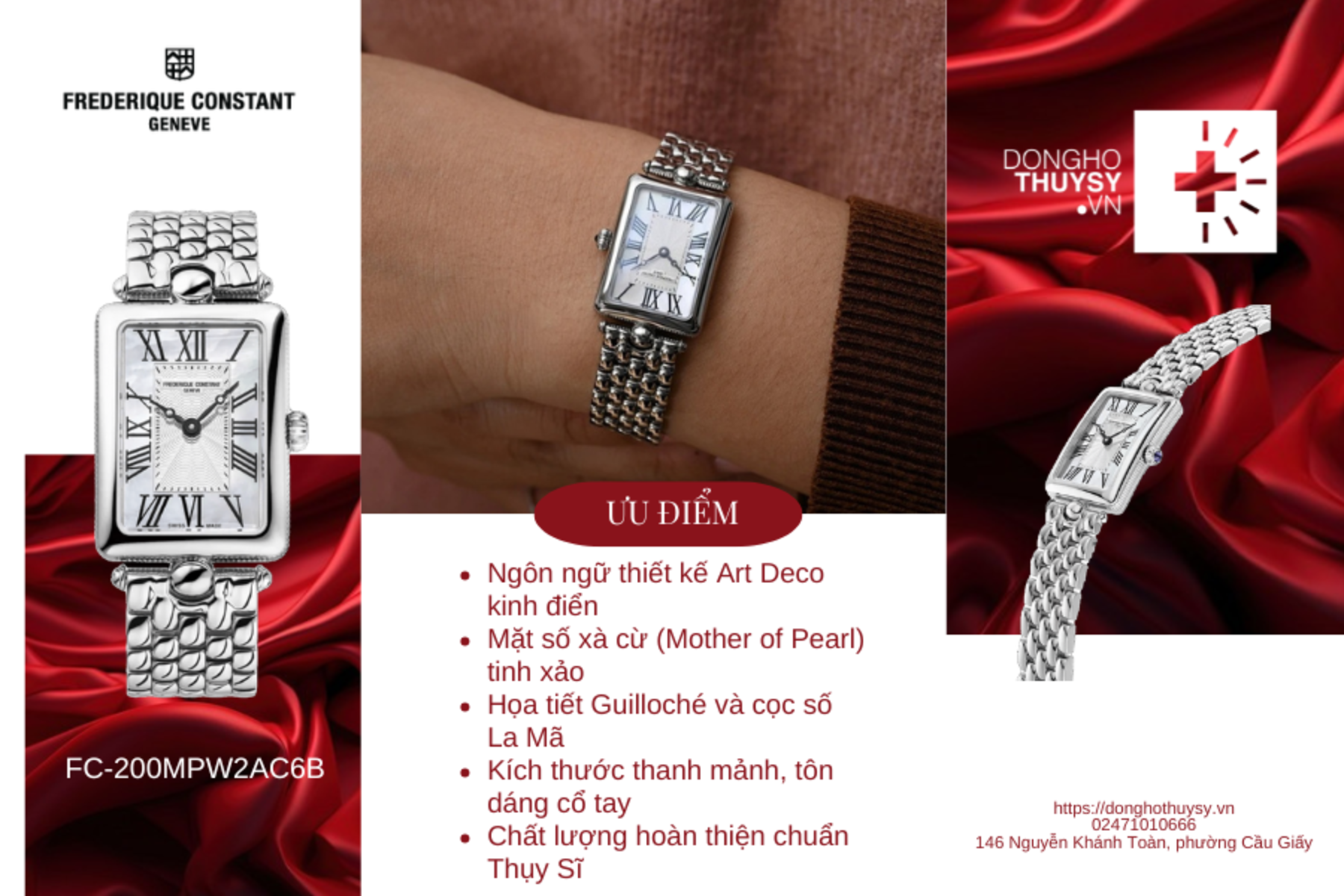 Đồng Hồ Nữ Frederique Constant Classics Art Deco Carree FC-200MPW2AC6B