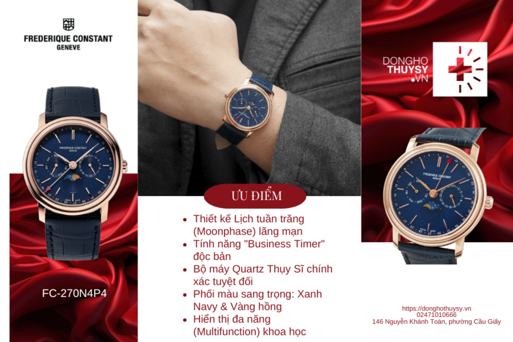 Đồng hồ Nam Frederique Constant CLASSICS INDEX BUSINESS TIMER FC-270N4P4