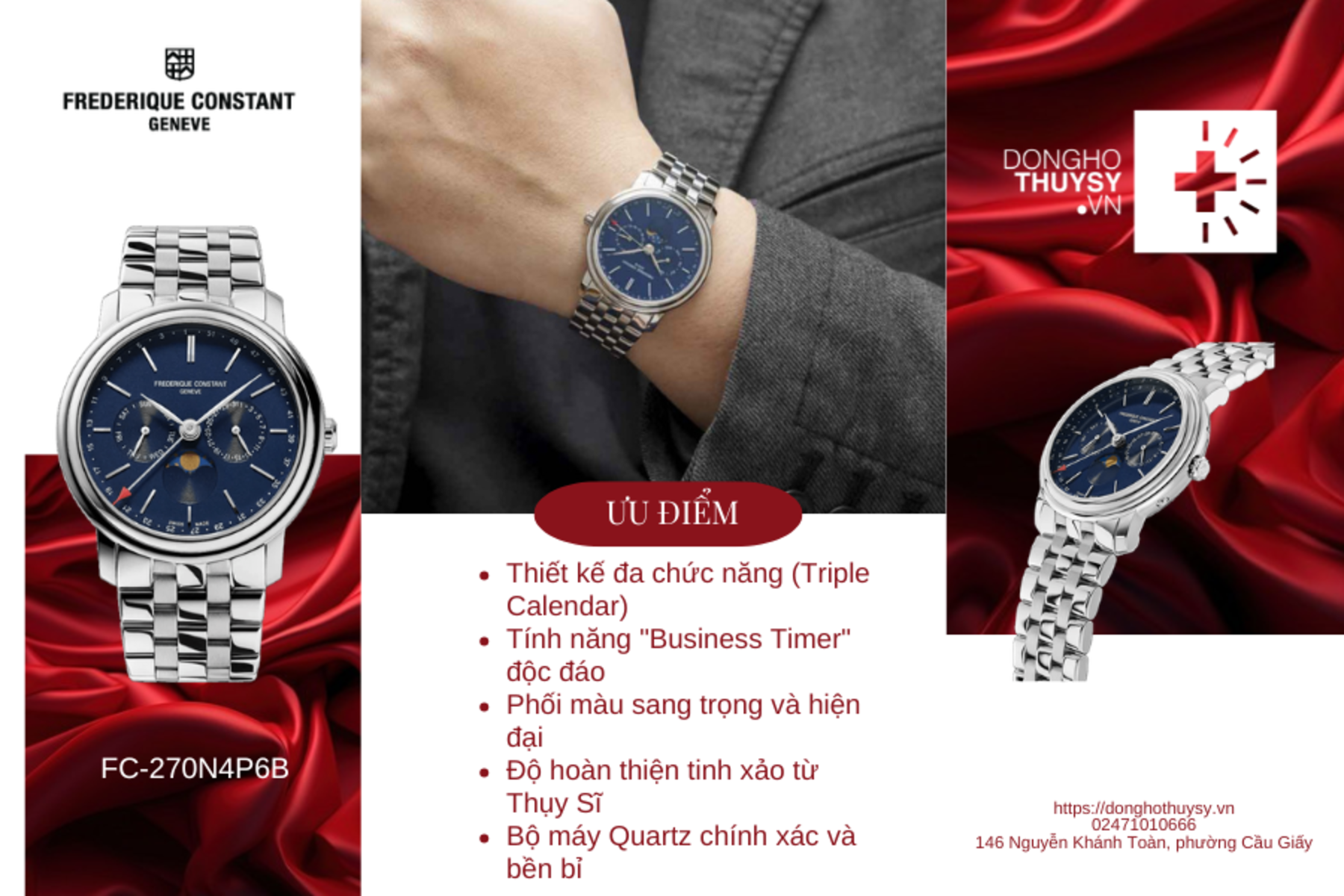 Đồng hồ Nam Frederique Constant CLASSICS INDEX BUSINESS TIMER FC-270N4P6B