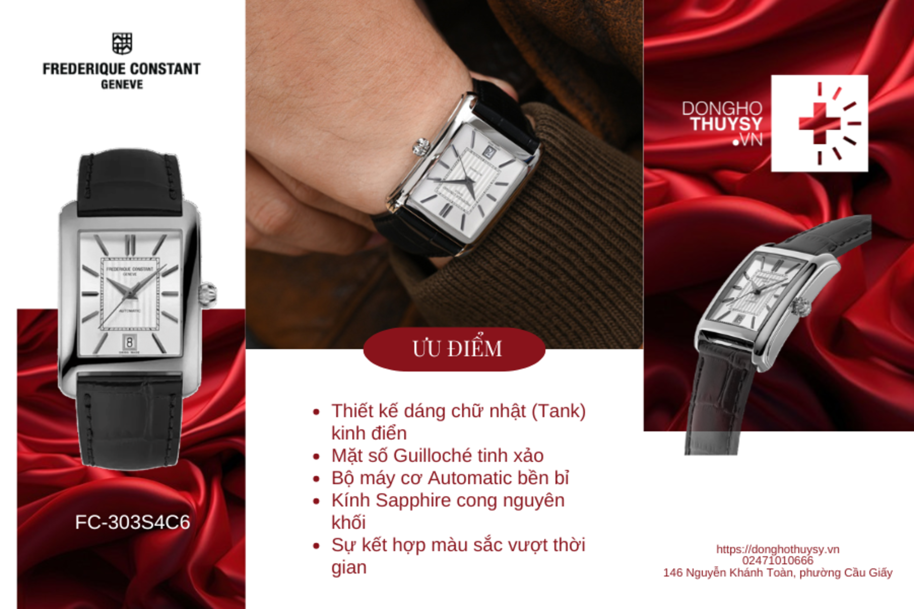 Đồng hồ Nam Frederique Constant CLASSICS CARREE AUTOMATIC FC-303S4C6