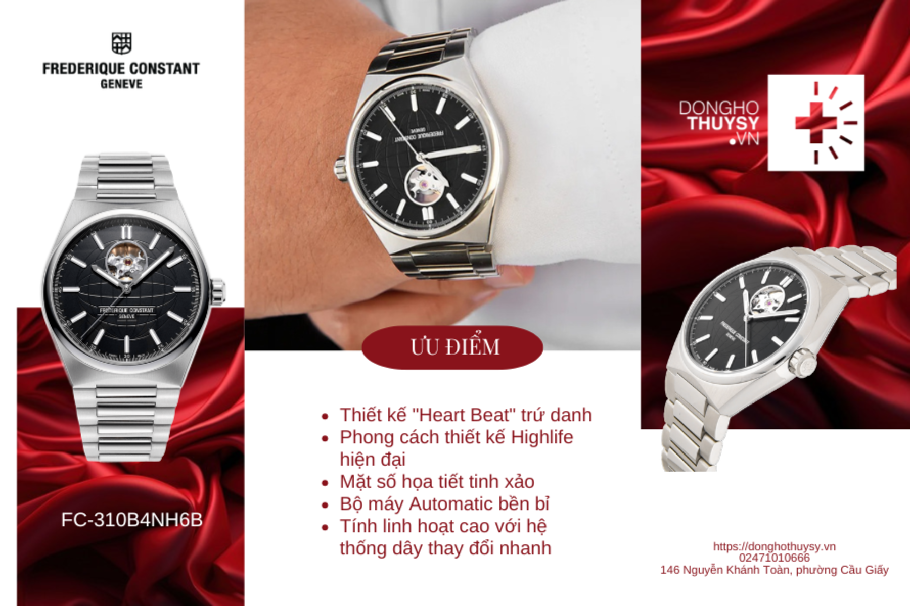 Đồng Hồ Nam Frederique Constant Highlife Heart Beat Automatic FC-310B4NH6B
