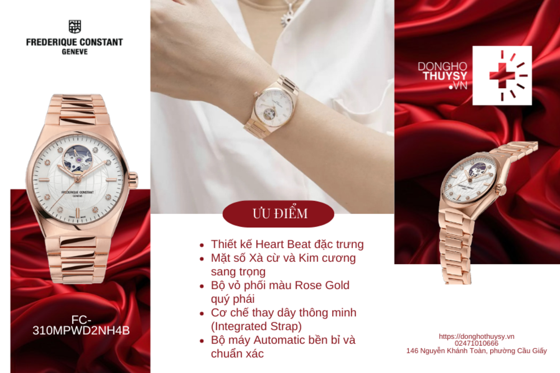 Đồng hồ Nữ Frederique Constant HIGHLIFE LADIES AUTOMATIC HEART BEAT FC-310MPWD2NH4B