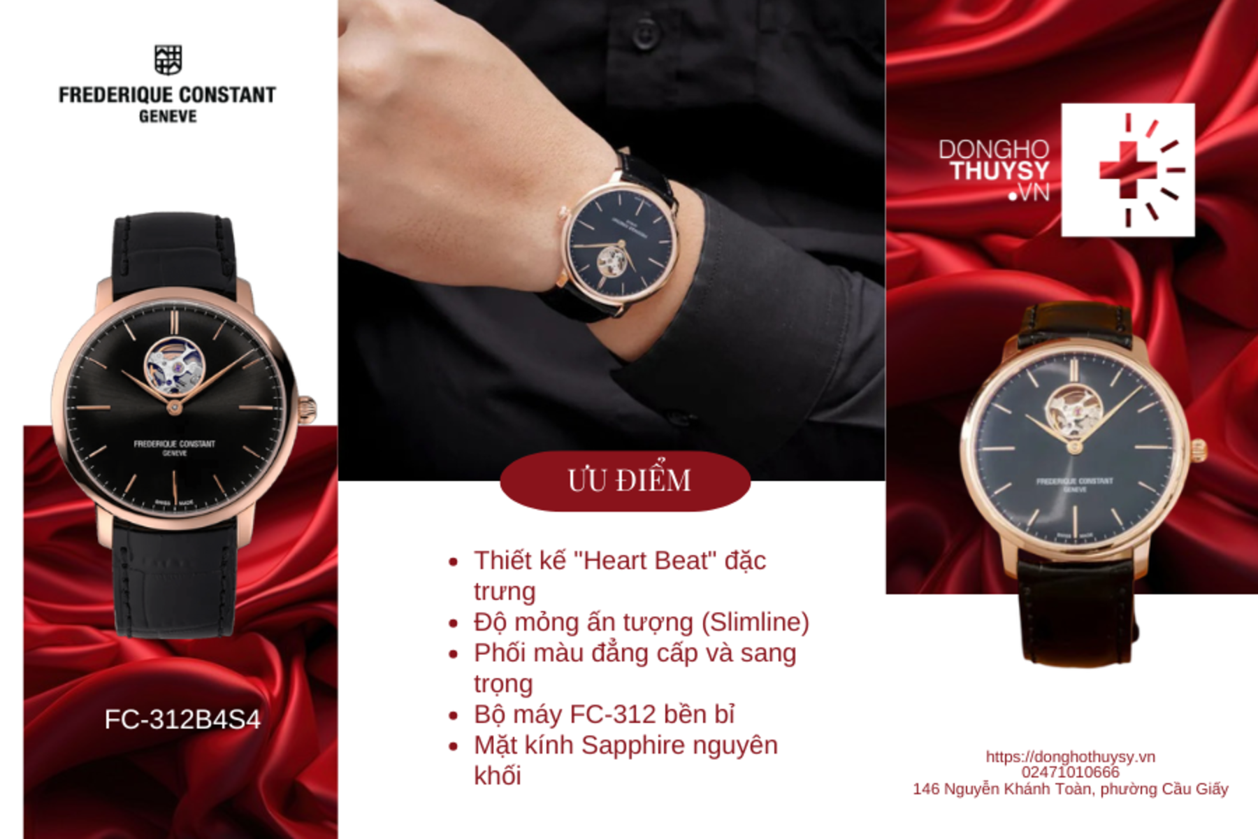 Đồng hồ Nam Frederique Constant SLIMLINE HEART BEAT AUTOMATIC FC-312B4S4