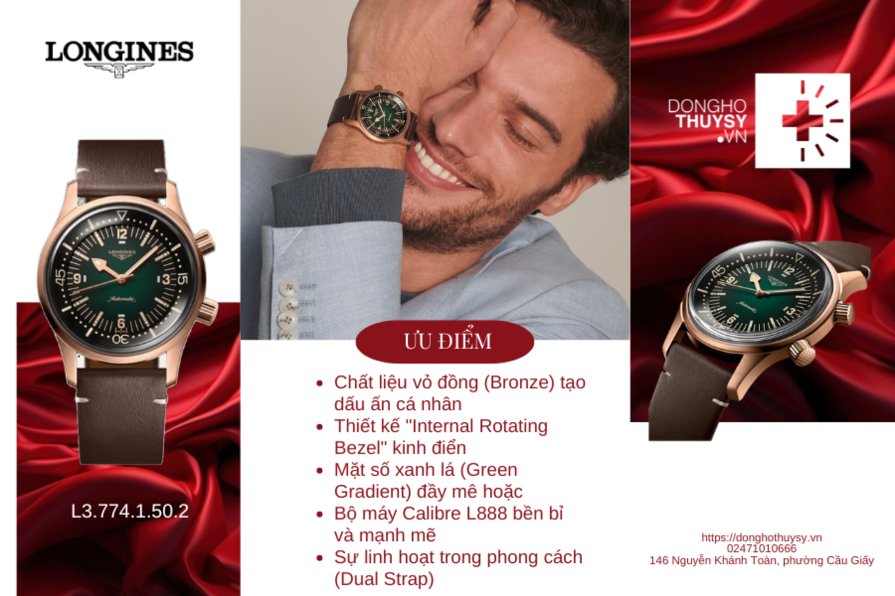 Đồng hồ Nam Longines Legend Diver L3.774.1.50.2