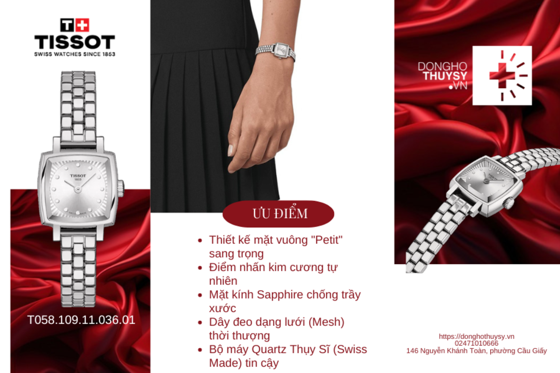Đồng Hồ Nữ TISSOT T-Lady LOVELY SQUARE T058.109.11.036.01