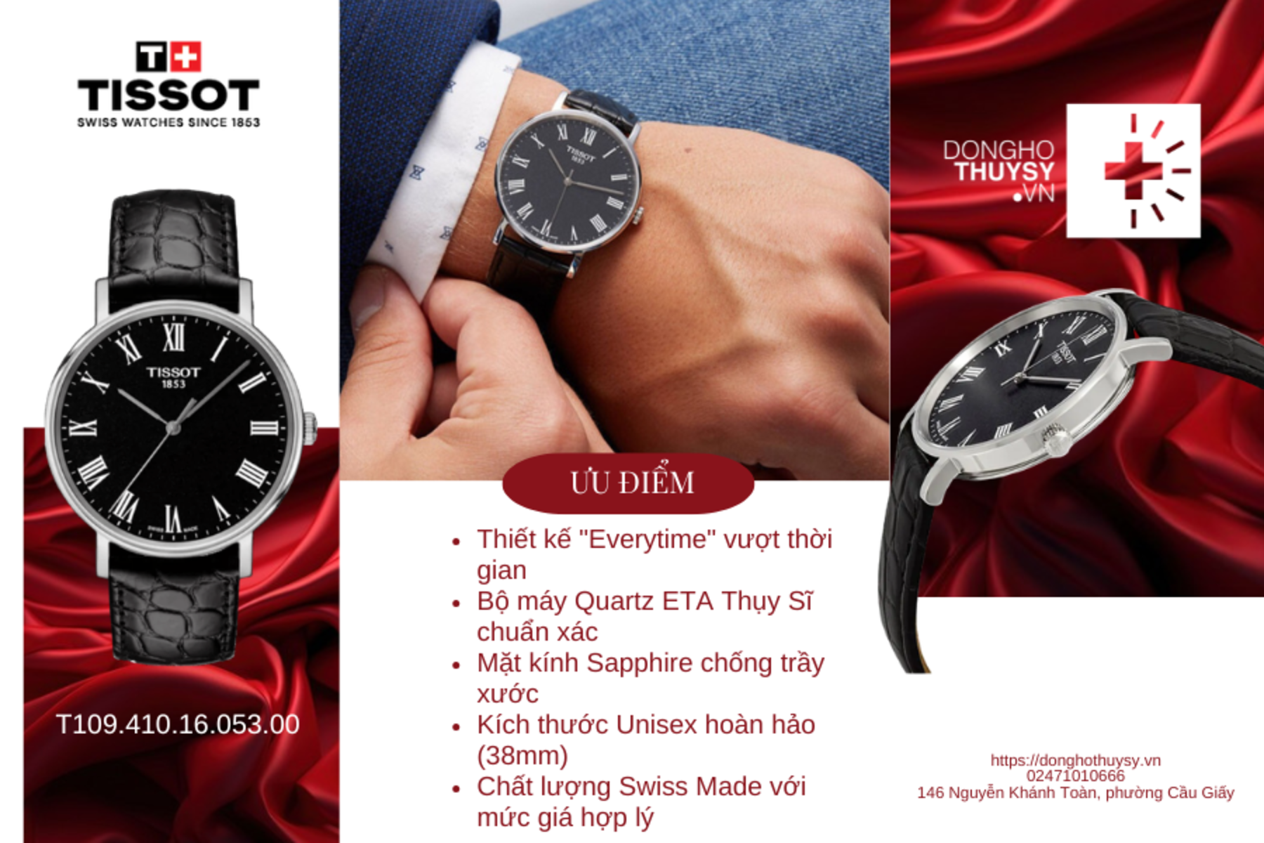 Đồng Hồ Unisex TISSOT T-Classic EVERYTIME MEDIUM T109.410.16.053.00