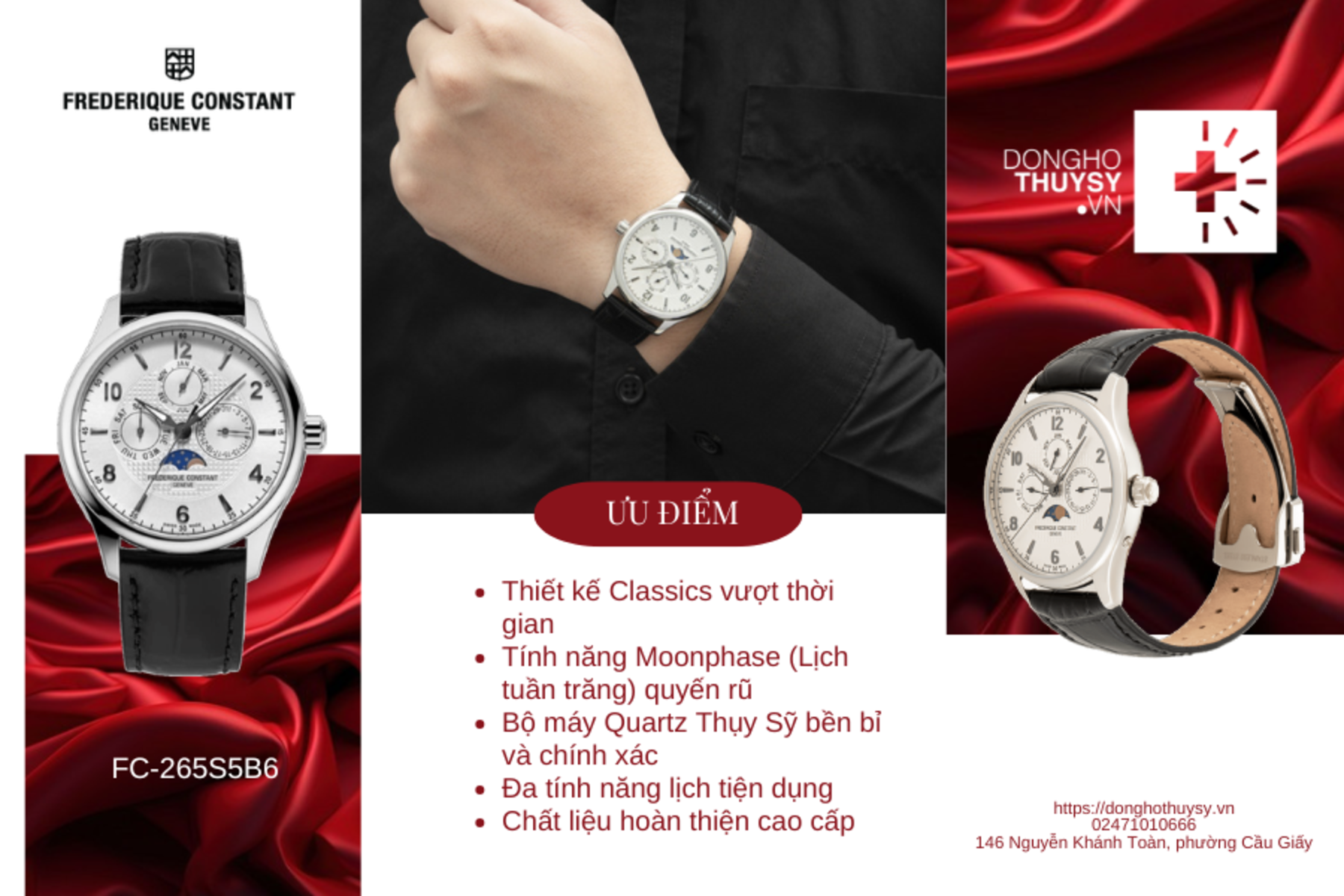 Đồng hồ Nam Frederique Constant  Quartz Moonphase Quartz Moonphase FC-265S5B6