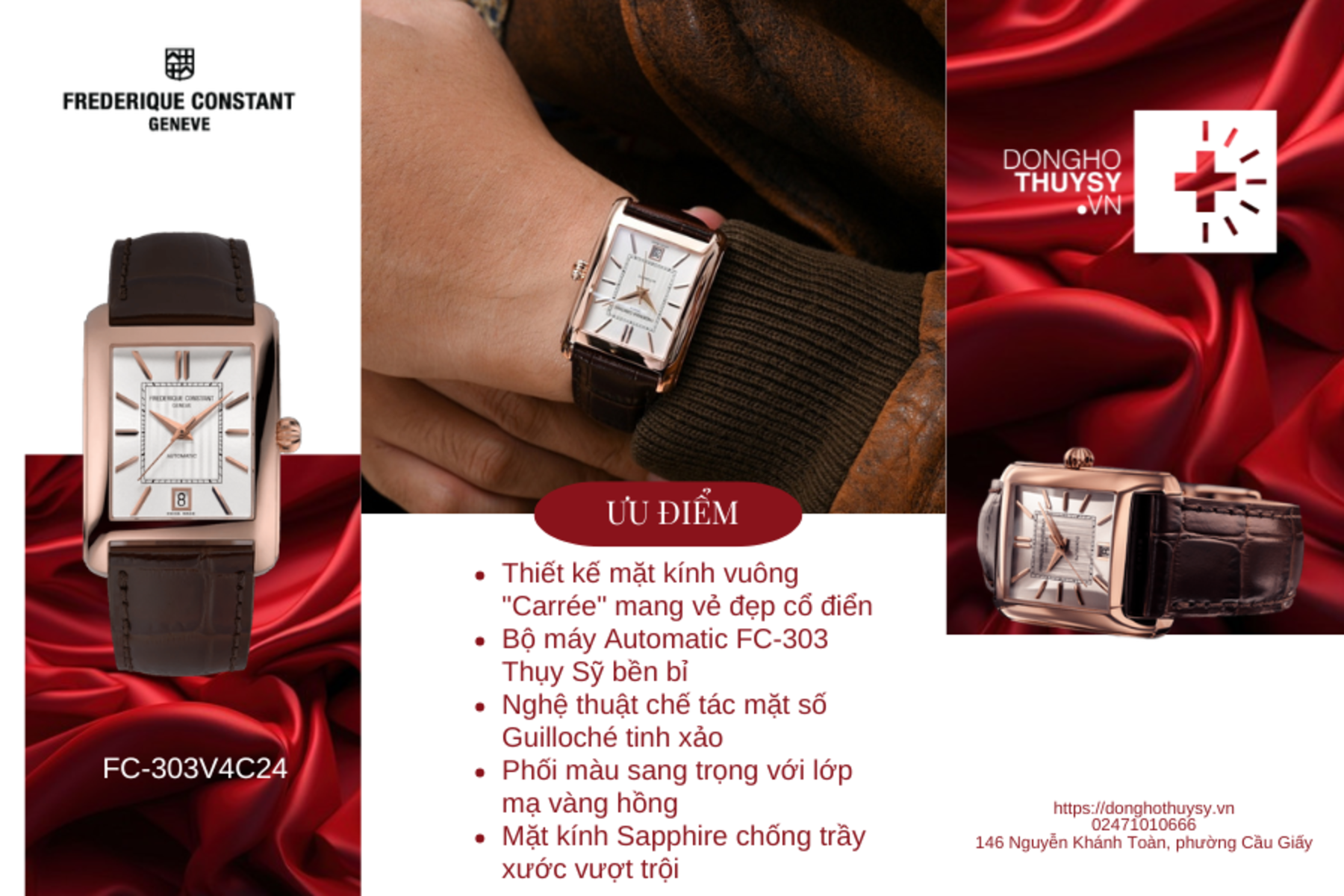 Đồng hồ Nam  Frederique Constant  Classics  Carree Automatic FC-303V4C24