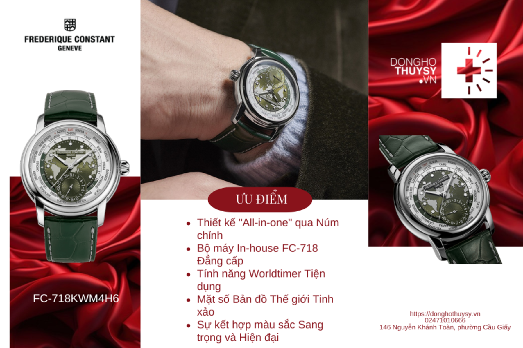 Đồng hồ Nam Frederique Constant Manufacture Classic Worldtimer FC-718KWM4H6