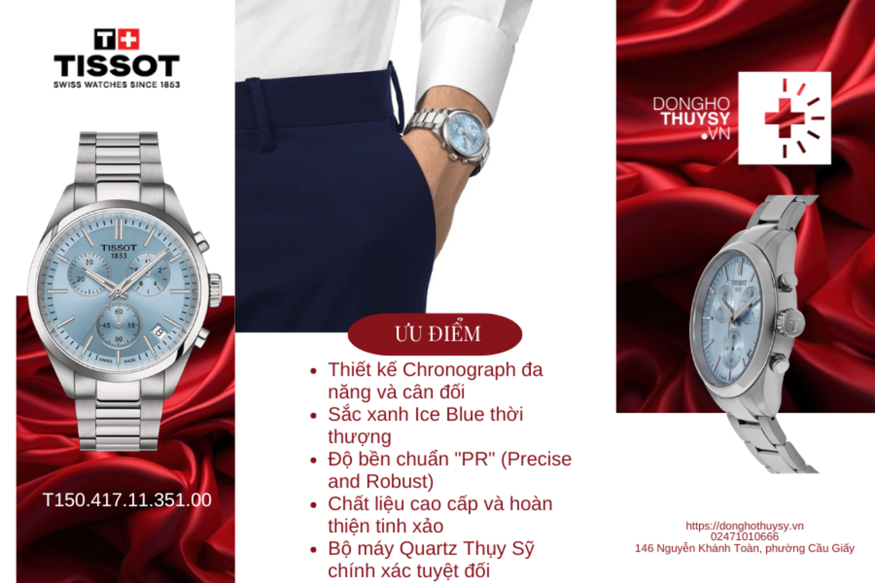 Đồng hồ Nam TISSOT T-Classic PR 100 CHRONOGRAPH T150.417.11.351.00